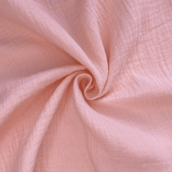 Ткань Муслин Жатый, цвет Нежно-Розовый (на отрез)  в Волжском